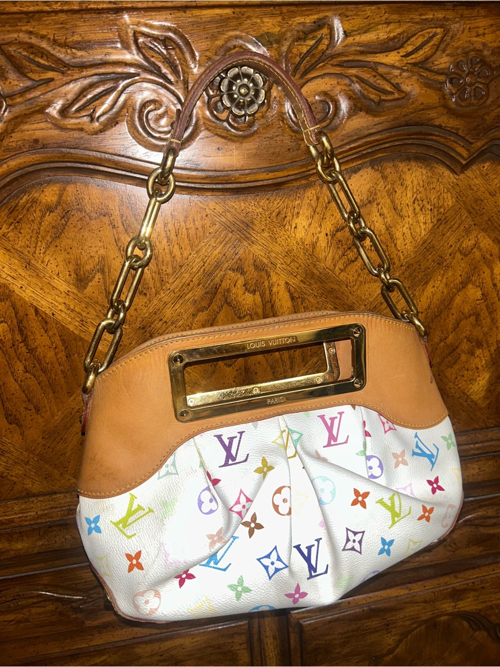 Louis Vuitton Multicolor Monogram White Canvas Judy PM (small) Shoulder Bag